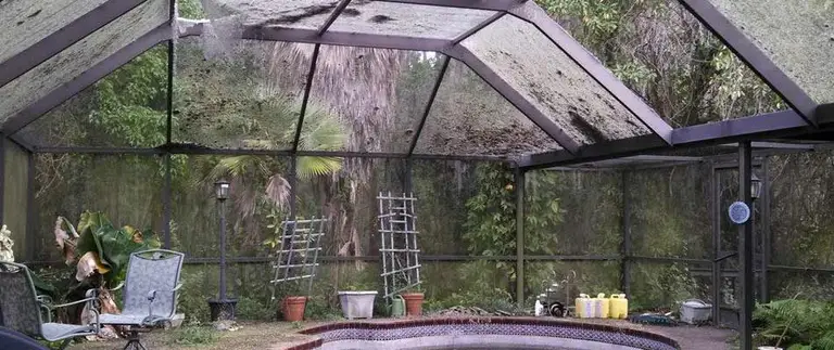 Damaged pool cage screen