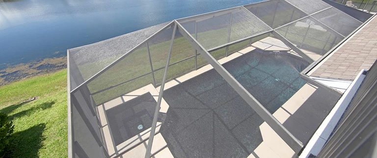 Pool cage seen from above