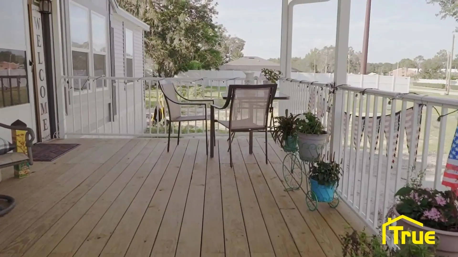 Custom covered front patio and porch on a central Florida home