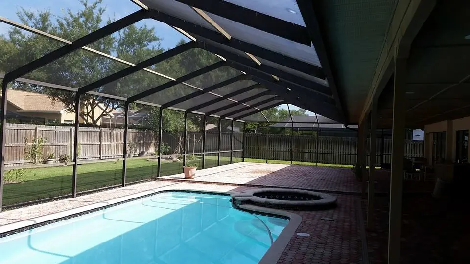Screened lanai with a gable roof in Lakeland