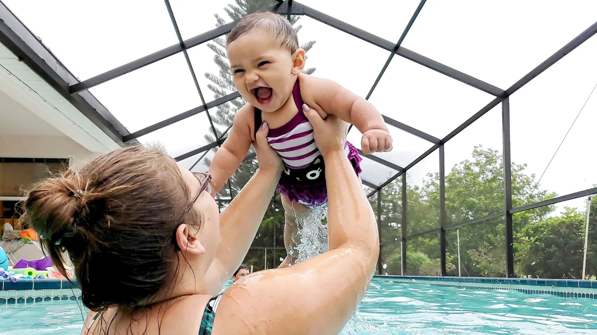 Screened-in swimming pool at a Florida home