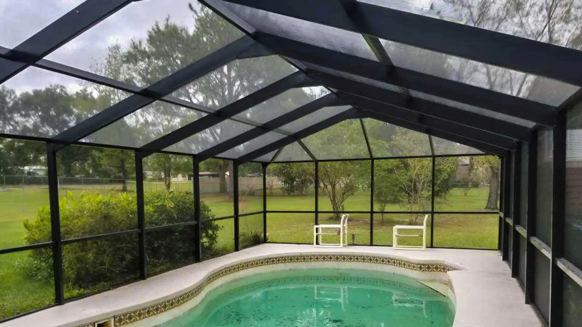 True Aluminum pool cage construction project in Central Florida
